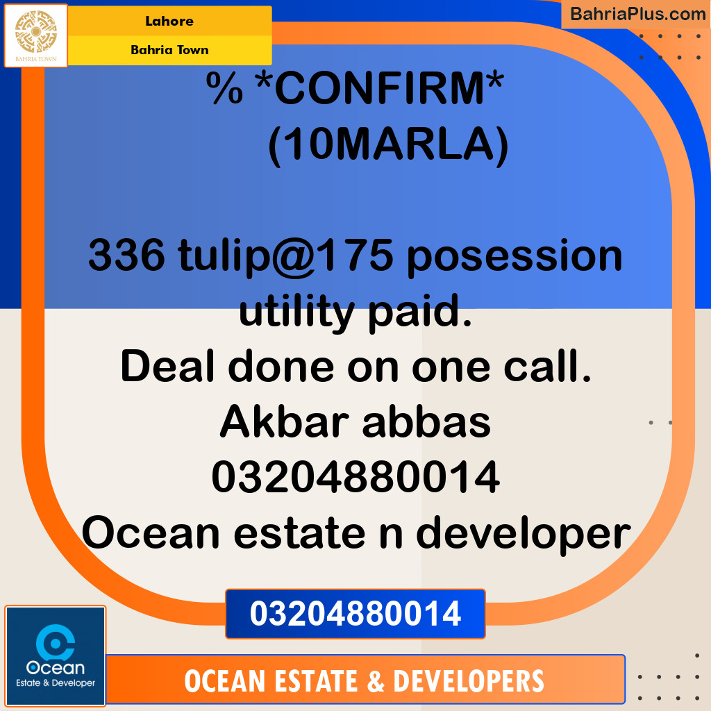 Residential Plot for Sale in Sector C - Tulip Block -  Bahria Town, Lahore - (BP-167561)