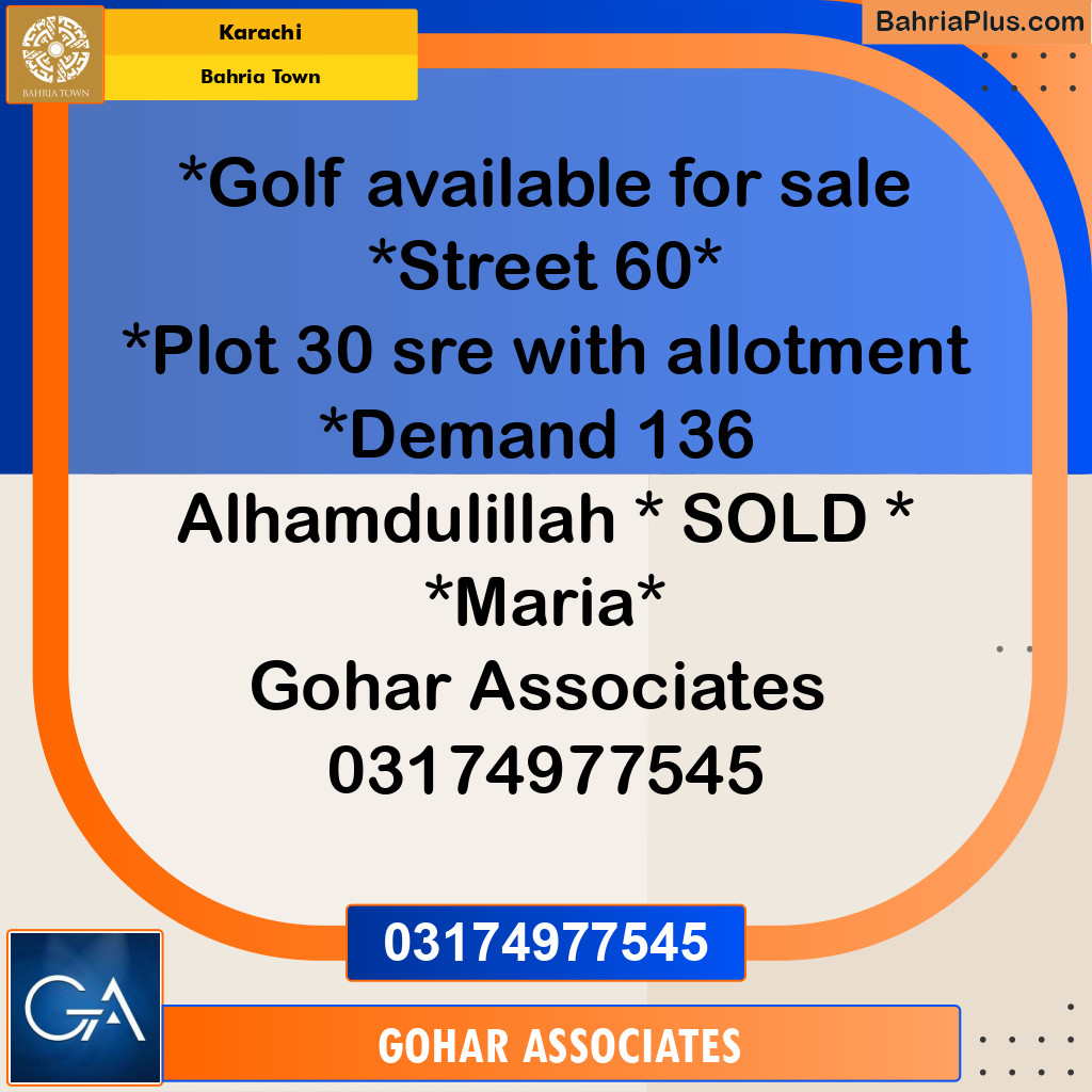 Residential Plot for Sale in Precinct 20 Golf -  Bahria Town, Karachi - (BP-167606)
