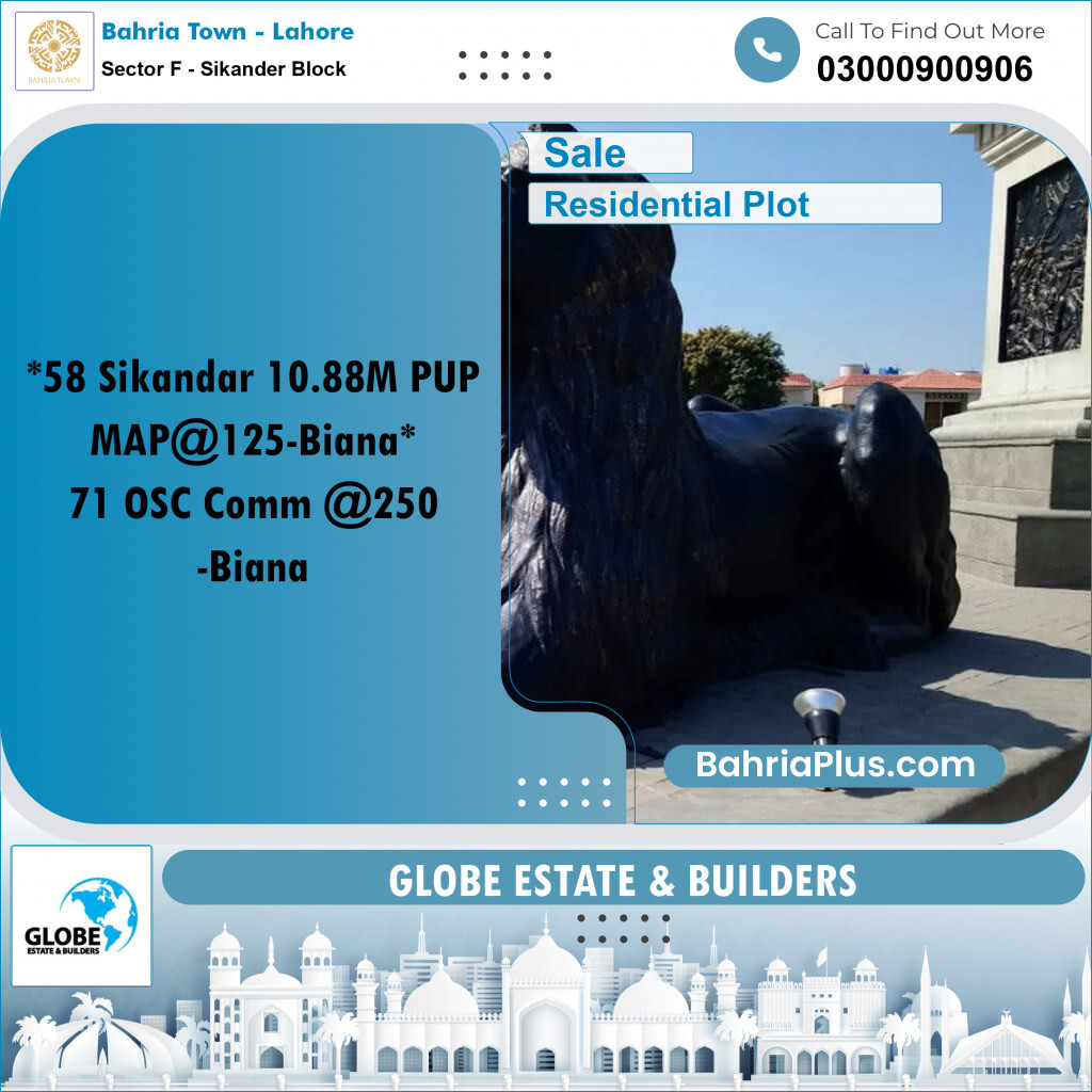 Residential Plot for Sale in Sector F - Sikander Block -  Bahria Town, Lahore - (BP-167637)
