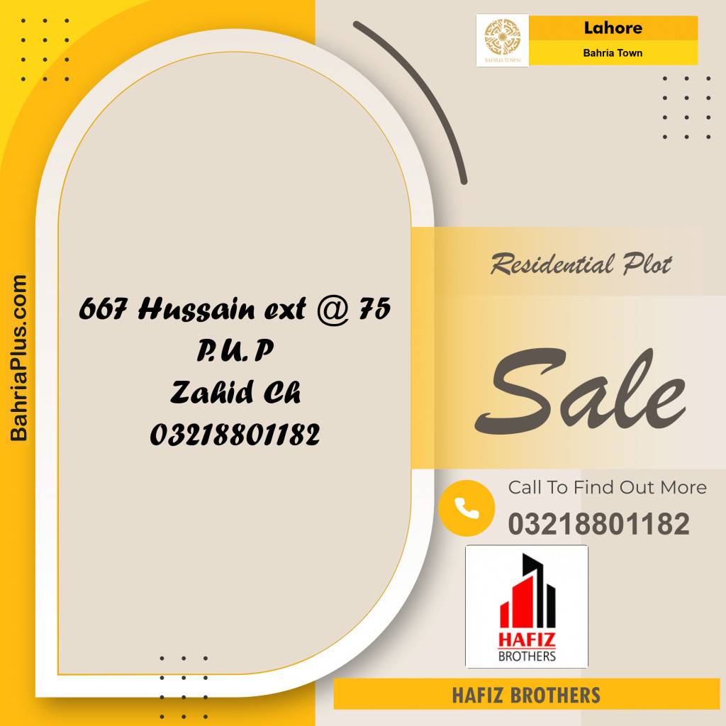 Residential Plot for Sale in Sector C - Nargis/Hussain Ext. -  Bahria Town, Lahore - (BP-167651)