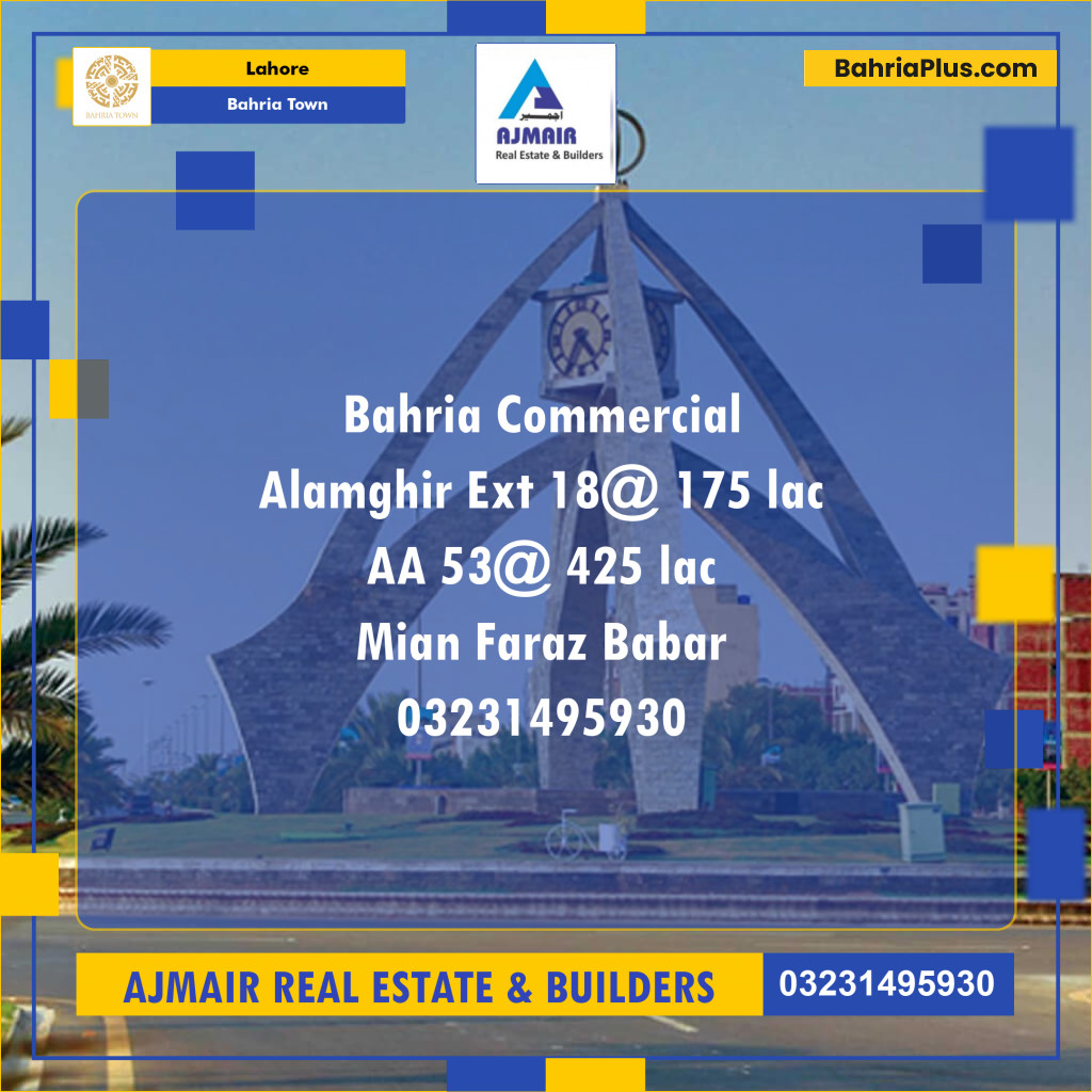 Commercial Plot for Sale in Sector F - Alamgir Block -  Bahria Town, Lahore - (BP-167657)