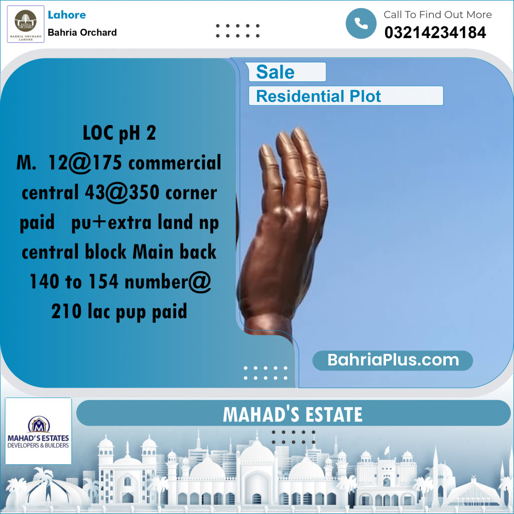 Residential Plot for Sale in Phase 2 - M Block -  Bahria Orchard, Lahore - (BP-167687)