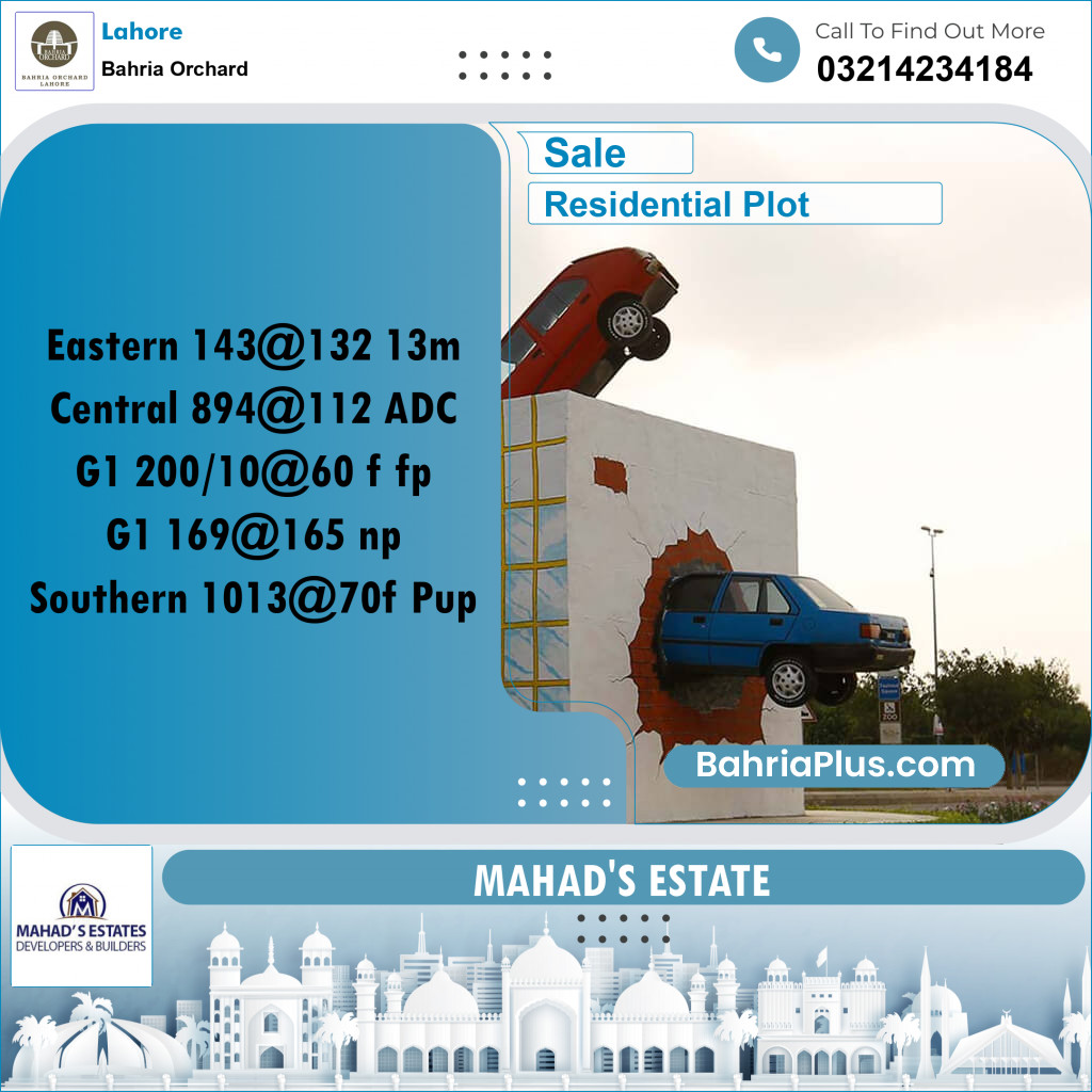 Residential Plot for Sale in Phase 1 - Eastern District -  Bahria Orchard, Lahore - (BP-167690)