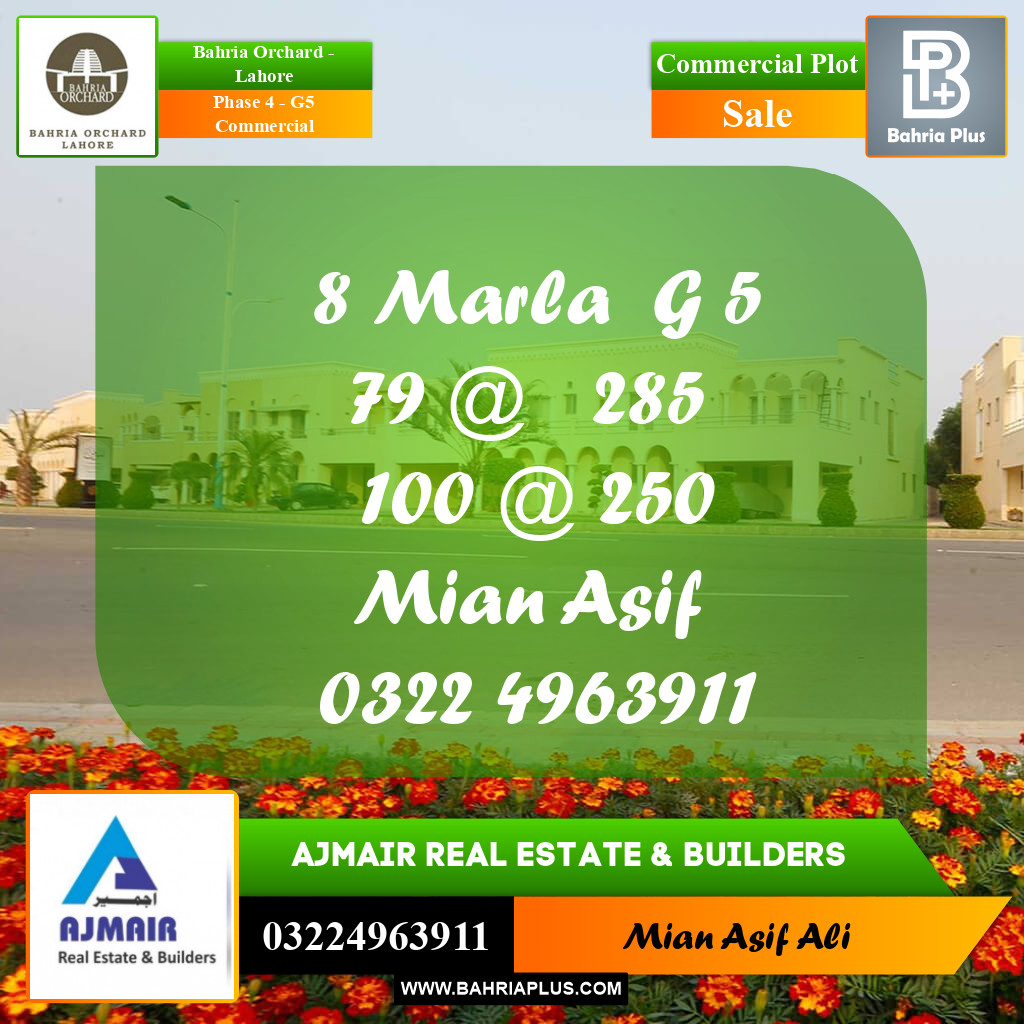 Commercial Plot for Sale in Phase 4 - G5 Commercial -  Bahria Orchard, Lahore - (BP-167718)