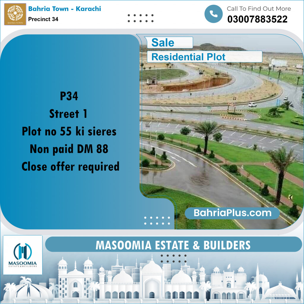 250 Sq. Yards Residential Plot for Sale in Precinct 34 -  Bahria Town, Karachi - (BP-167732)
