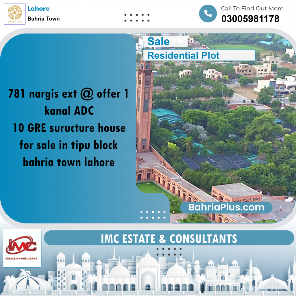Residential Plot for Sale in Sector C - Nargis/Hussain Ext. -  Bahria Town, Lahore - (BP-167757)