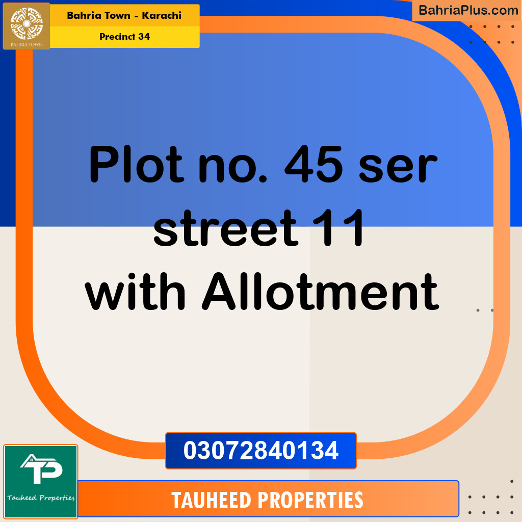 250 Sq. Yards Residential Plot for Sale in Precinct 34 -  Bahria Town, Karachi - (BP-167758)