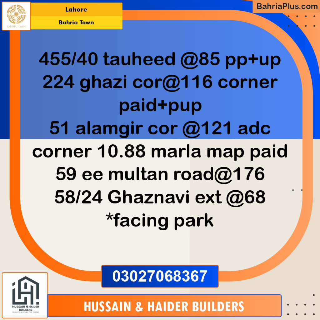 Residential Plot for Sale in Sector F - Tauheed Block -  Bahria Town, Lahore - (BP-167762)
