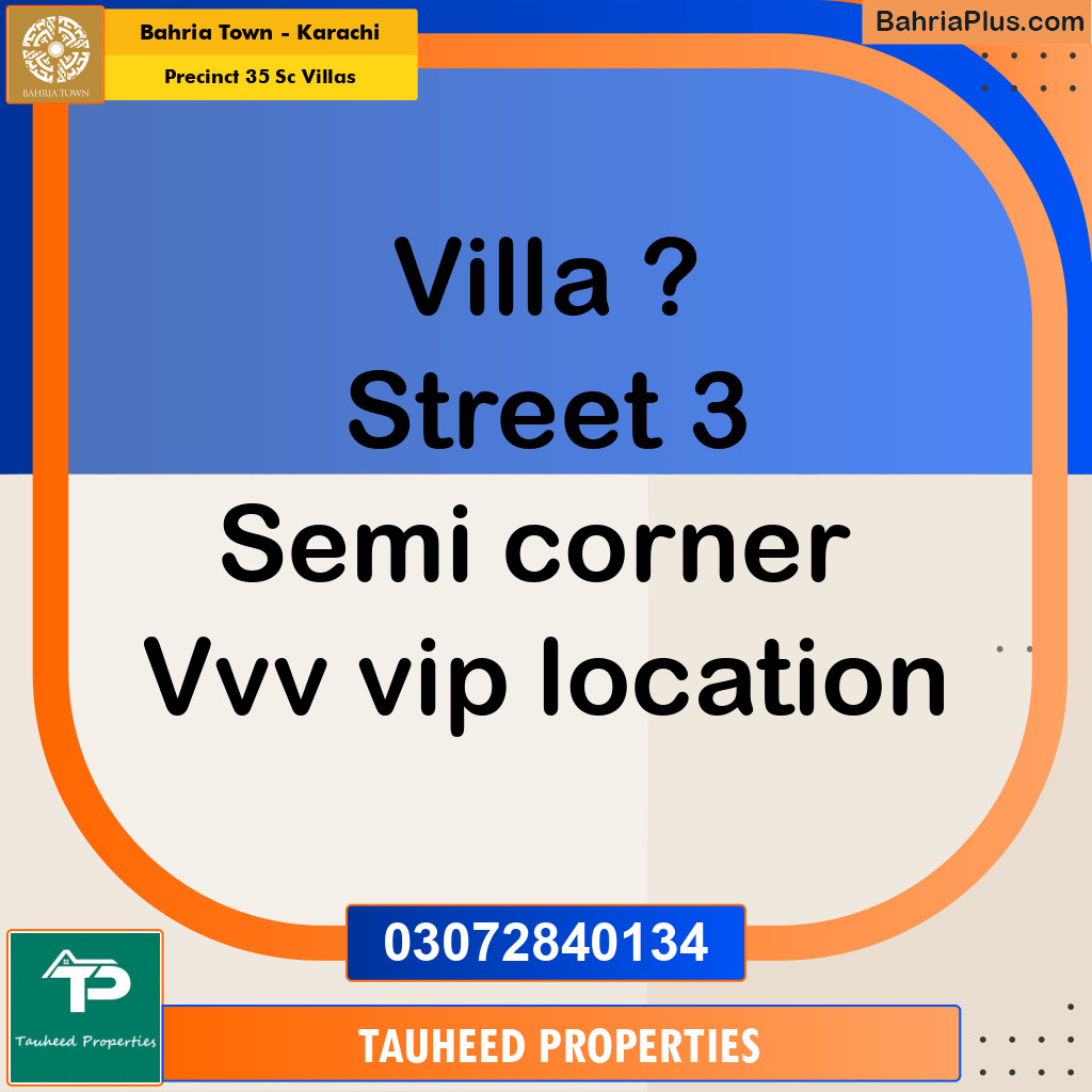 350 Sq. Yards Residential Plot for Sale in Precinct 35 SC Villas -  Bahria Town, Karachi - (BP-167764)
