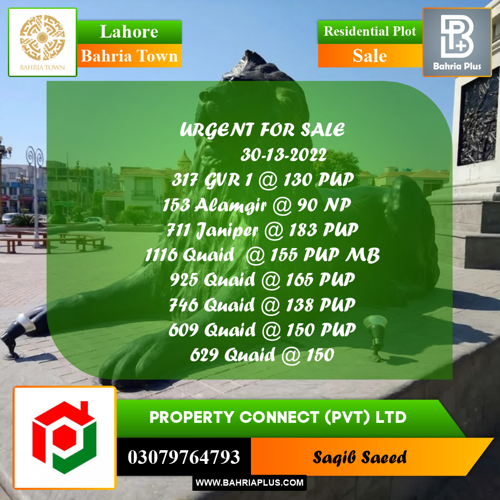 Residential Plot for Sale in Golf Phase 1 -  Bahria Town, Lahore - (BP-167772)