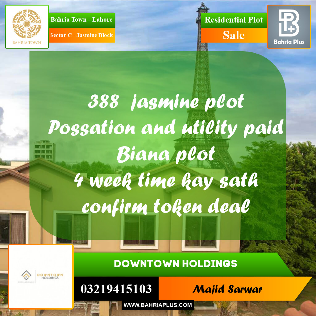 Residential Plot for Sale in Sector C - Jasmine Block -  Bahria Town, Lahore - (BP-167779)