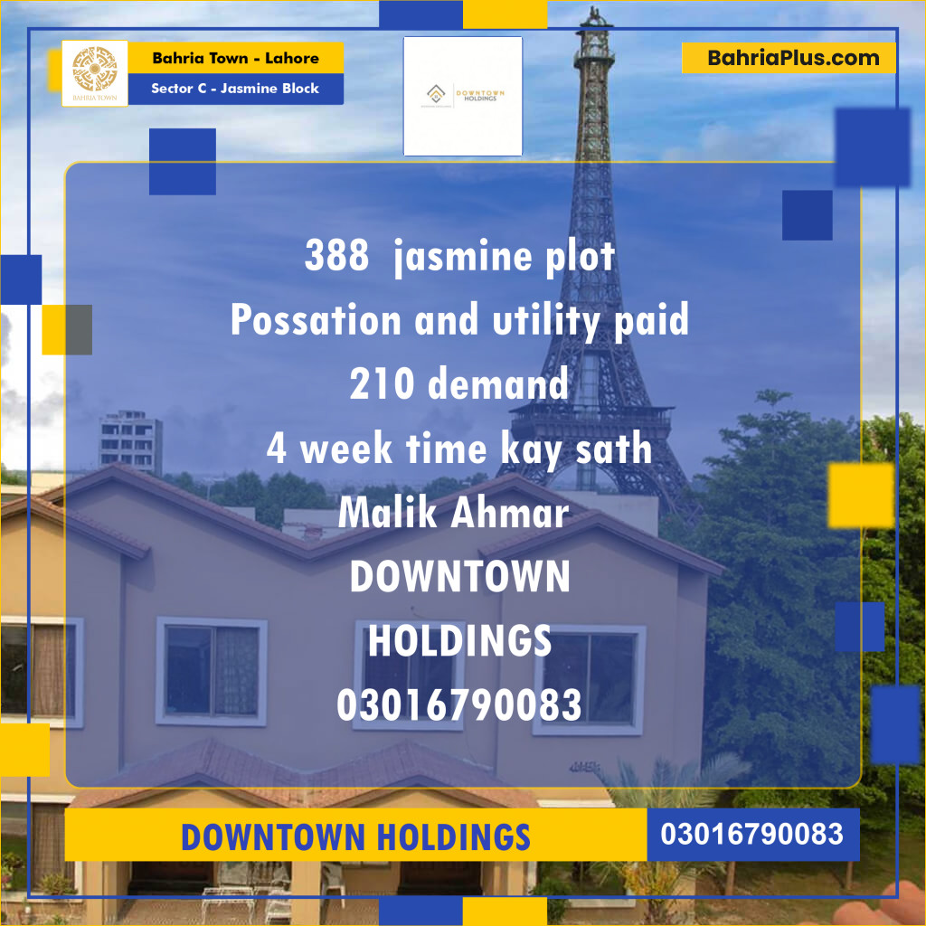 Residential Plot for Sale in Sector C - Jasmine Block -  Bahria Town, Lahore - (BP-167817)
