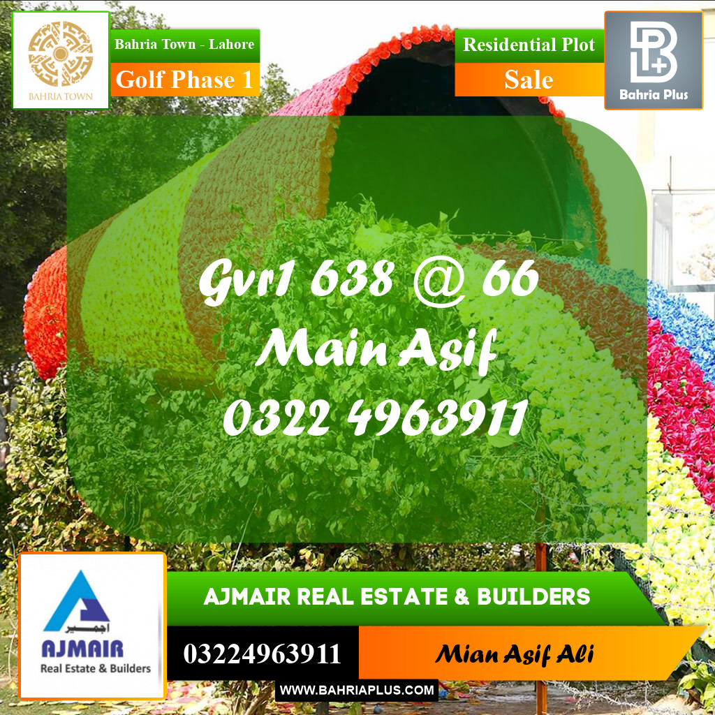 Residential Plot for Sale in Golf Phase 1 -  Bahria Town, Lahore - (BP-167864)