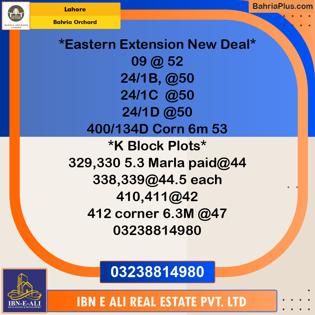 Residential Plot for Sale in Bahria Orchard, Lahore - (BP-167873)