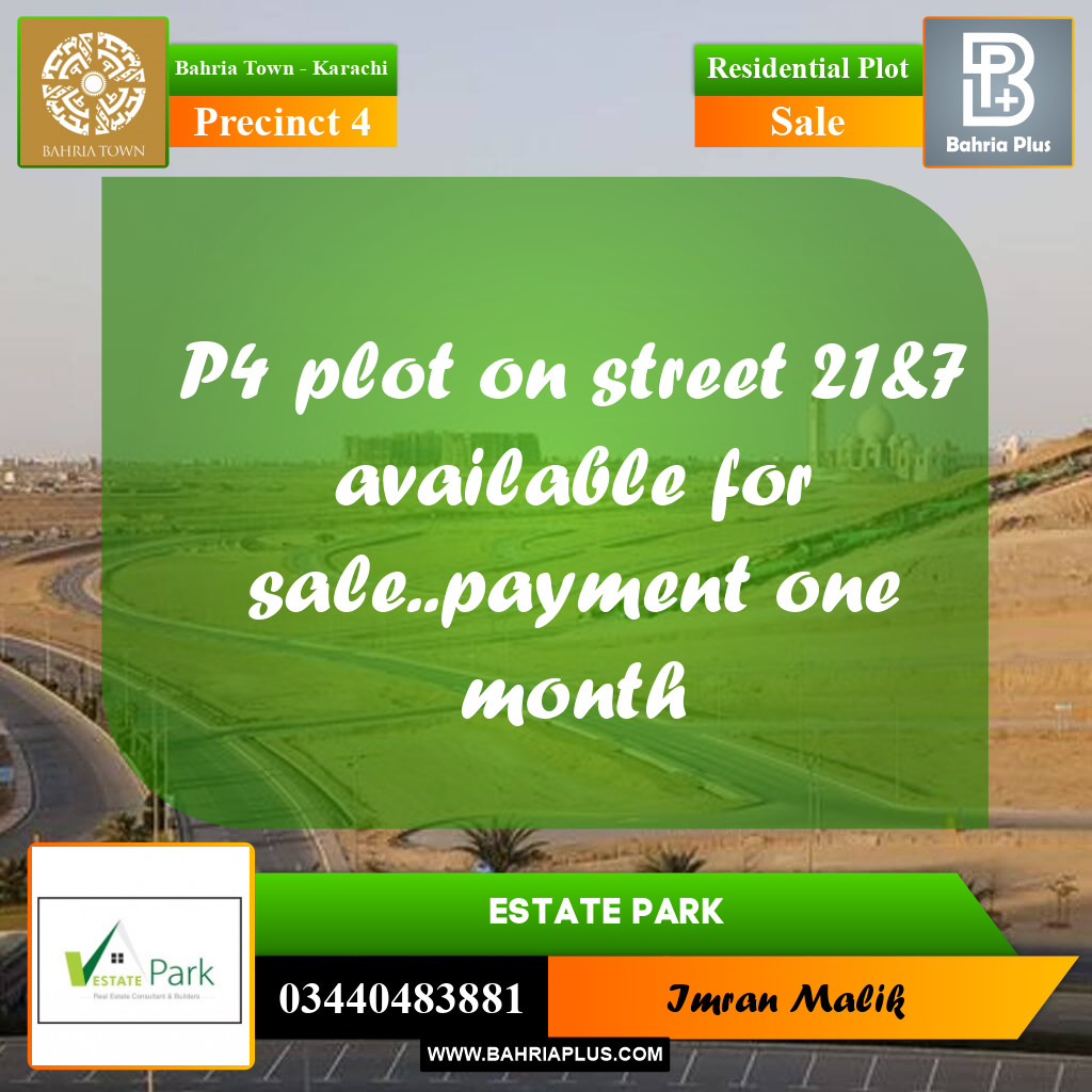 500 Sq. Yards Residential Plot for Sale in Precinct 4 -  Bahria Town, Karachi - (BP-167891)