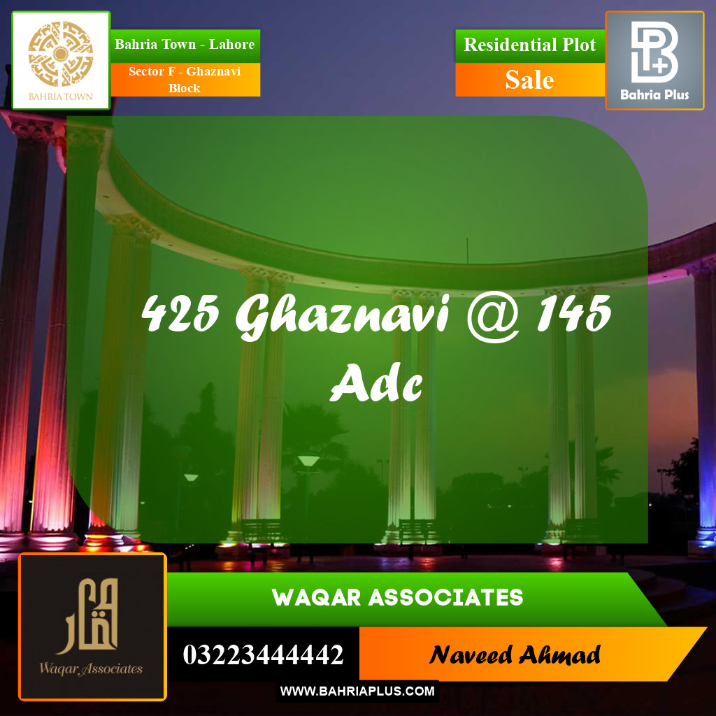 Residential Plot for Sale in Sector F - Ghaznavi Block -  Bahria Town, Lahore - (BP-168016)
