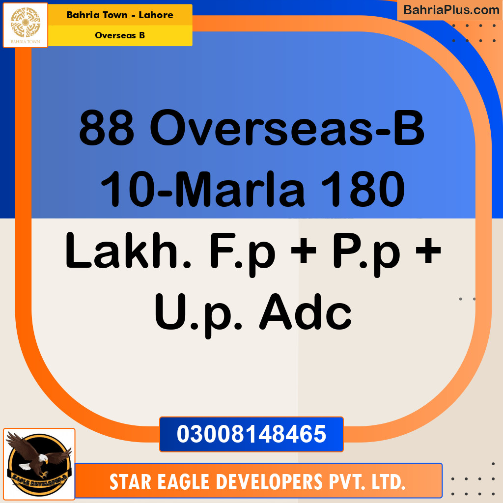Residential Plot for Sale in Overseas B -  Bahria Town, Lahore - (BP-168031)