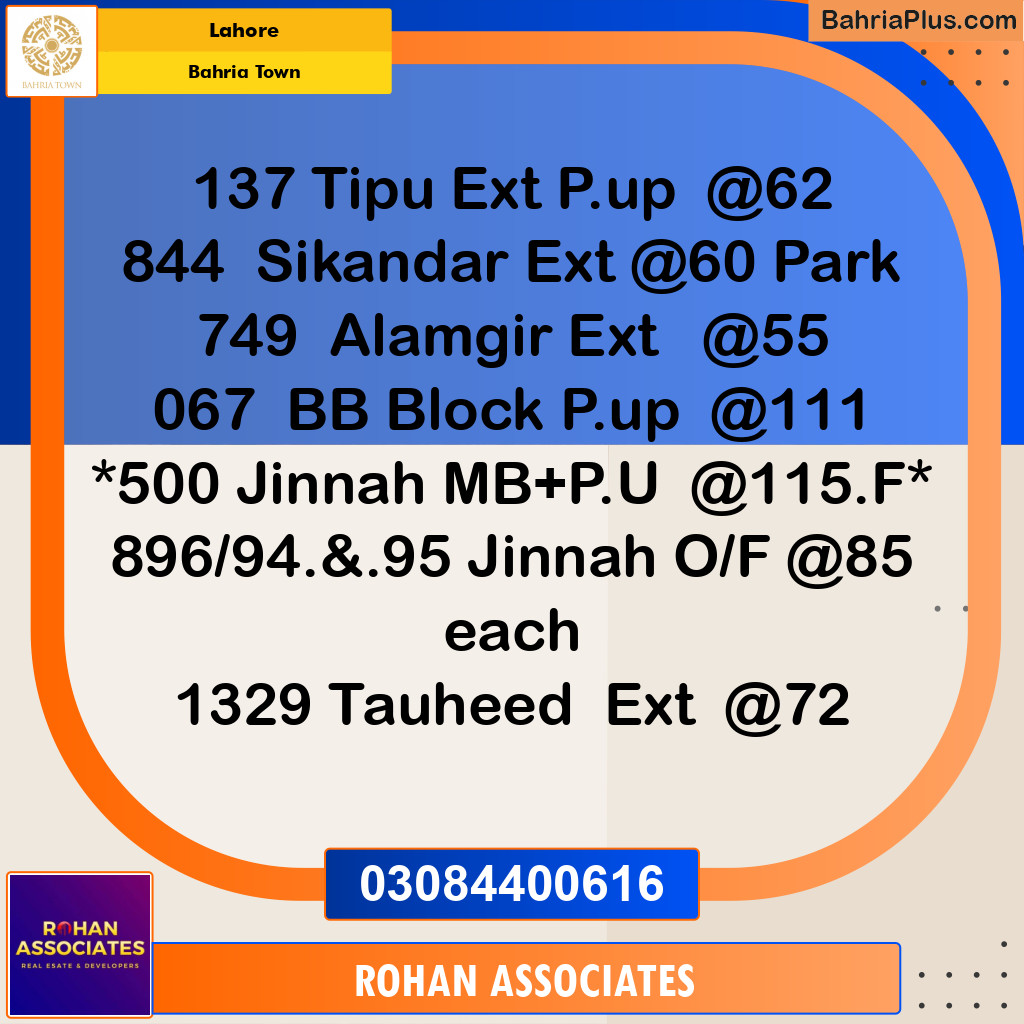 Residential Plot for Sale in Sector F - Tauheed Block -  Bahria Town, Lahore - (BP-168046)