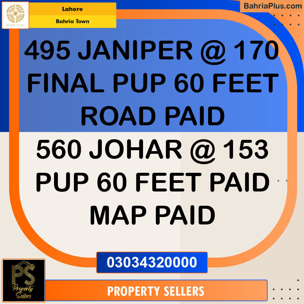 Residential Plot for Sale in Sector C - Janiper Block -  Bahria Town, Lahore - (BP-168067)