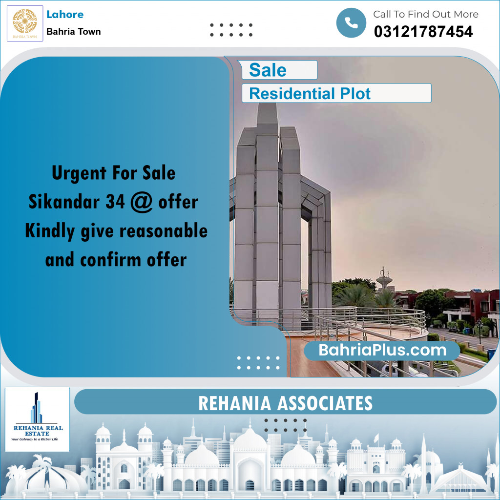 Residential Plot for Sale in Sector F - Sikander Block -  Bahria Town, Lahore - (BP-168085)