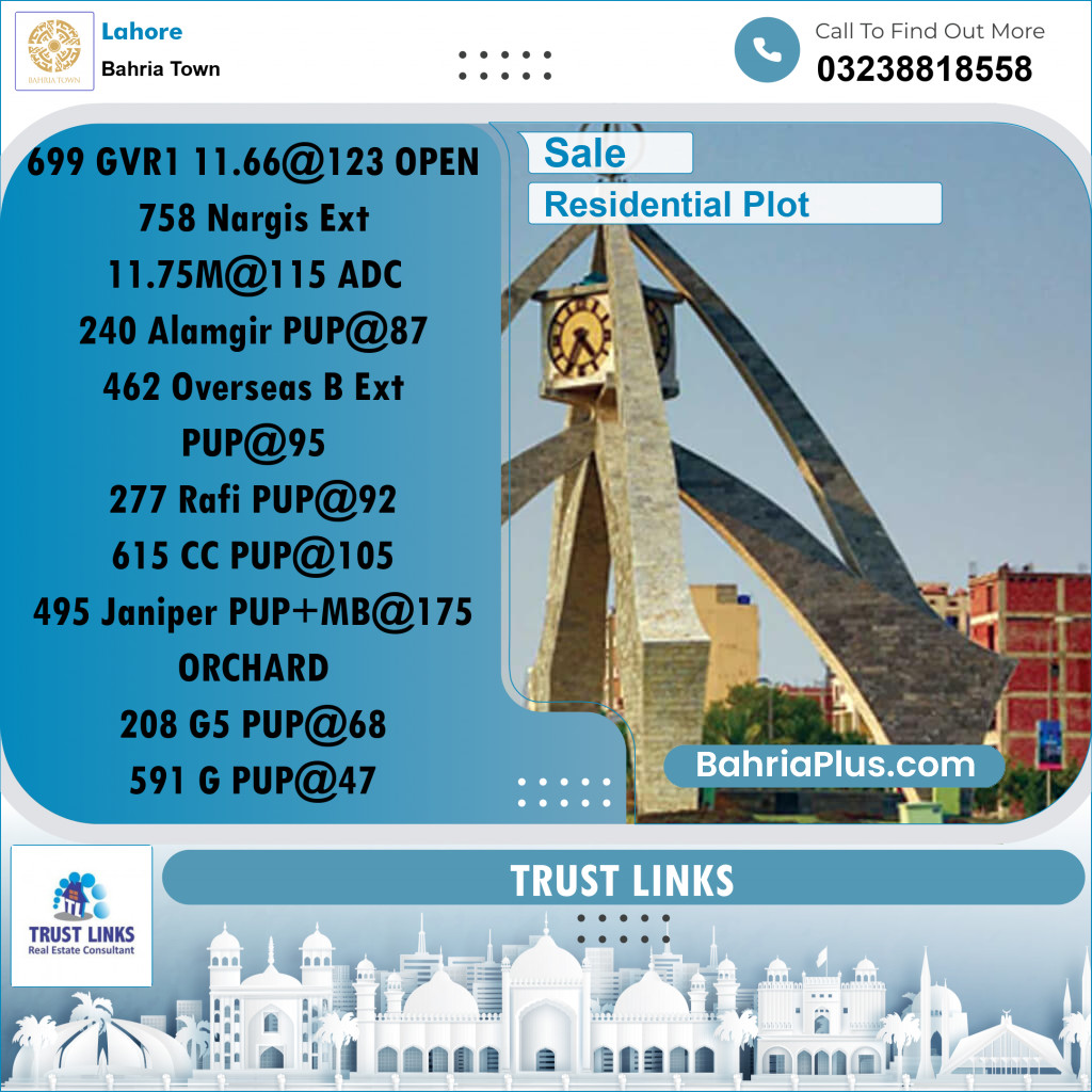 Residential Plot for Sale in Golf Phase 1 -  Bahria Town, Lahore - (BP-168094)