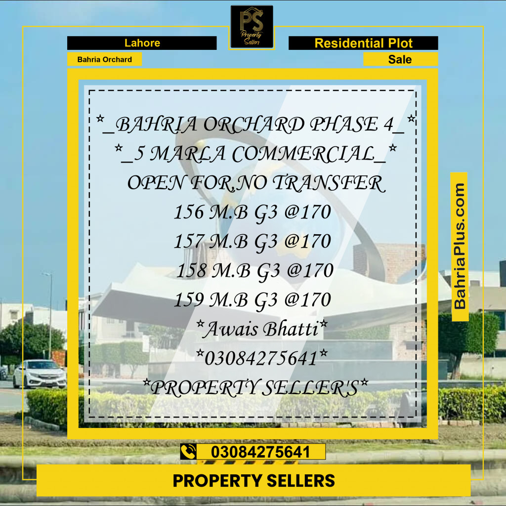 Residential Plot for Sale in Bahria Orchard, Lahore - (BP-168100)