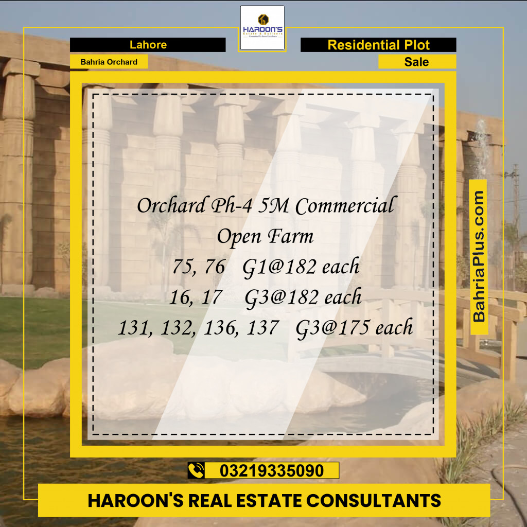 Residential Plot for Sale in Phase 4 - G1 Block -  Bahria Orchard, Lahore - (BP-168130)