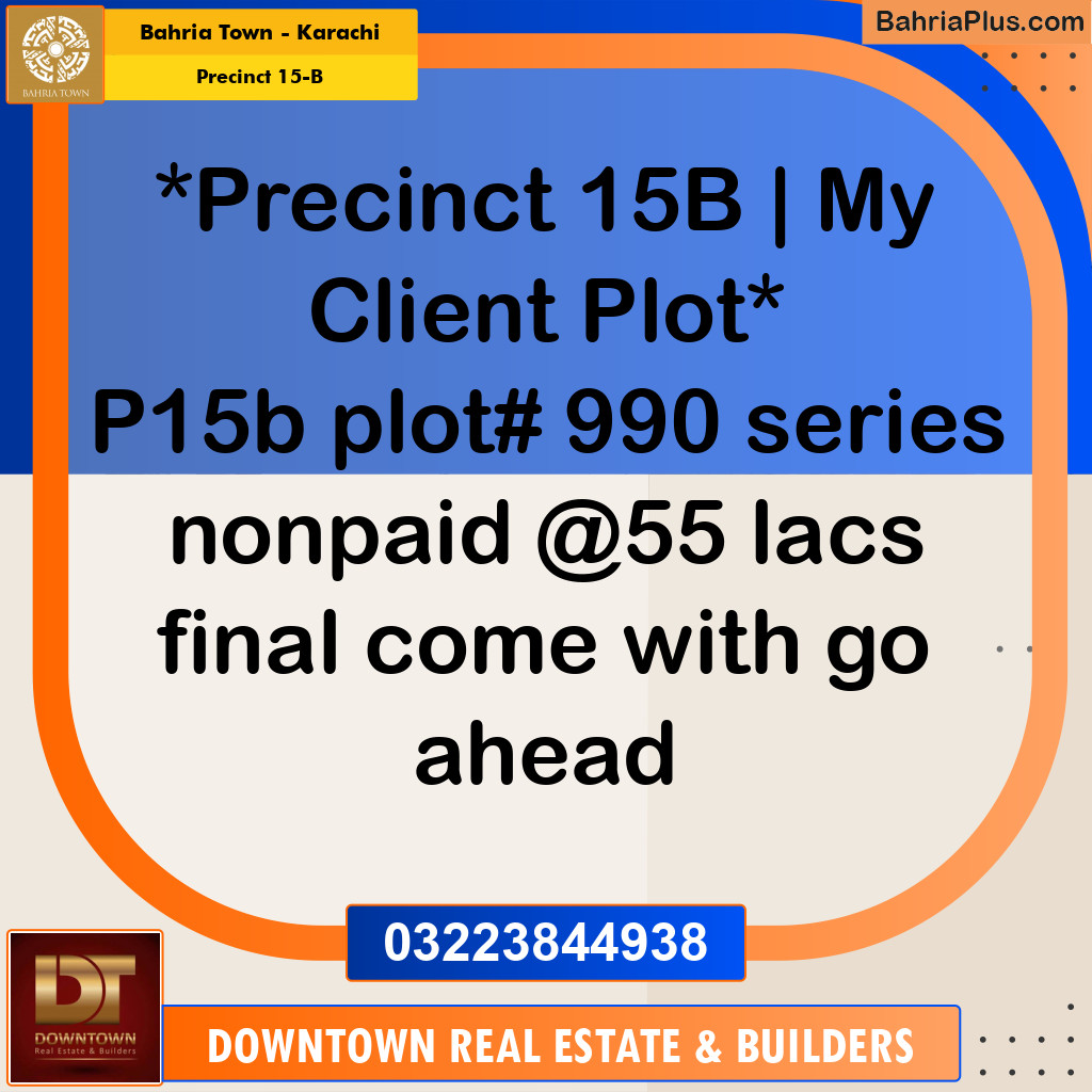 125 Sq. Yards Residential Plot for Sale in Precinct 15-B -  Bahria Town, Karachi - (BP-168144)