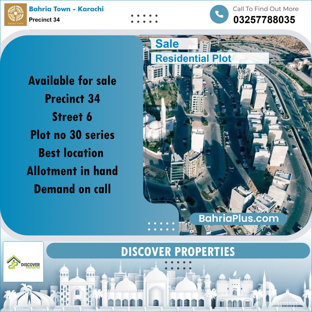 250 Sq. Yards Residential Plot for Sale in Precinct 34 -  Bahria Town, Karachi - (BP-168147)
