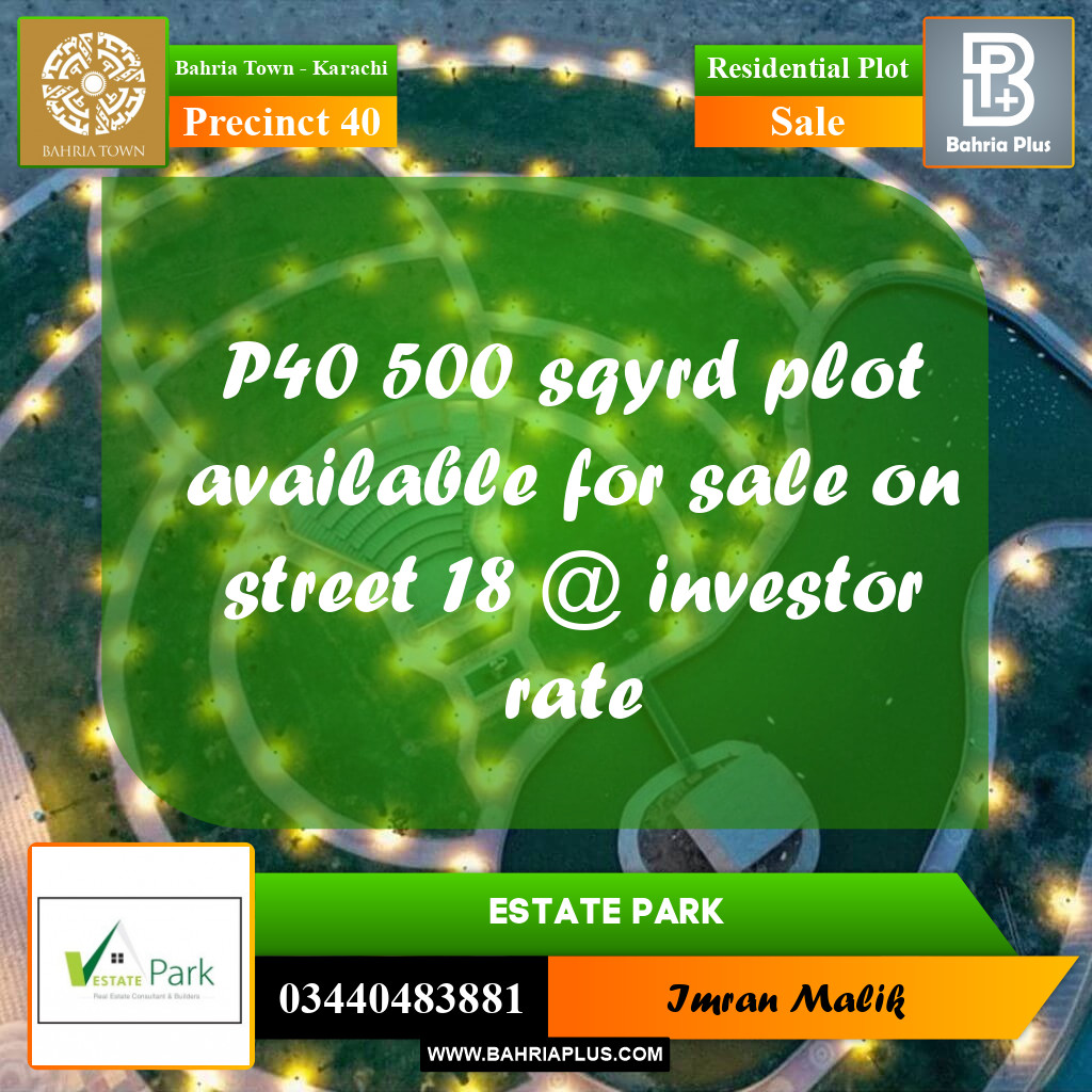 Residential Plot for Sale in Precinct 40 -  Bahria Town, Karachi - (BP-168148)