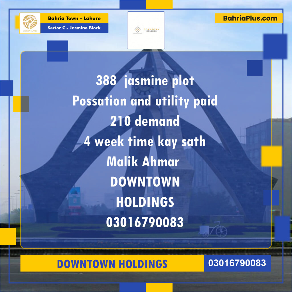 Residential Plot for Sale in Sector C - Jasmine Block -  Bahria Town, Lahore - (BP-168150)
