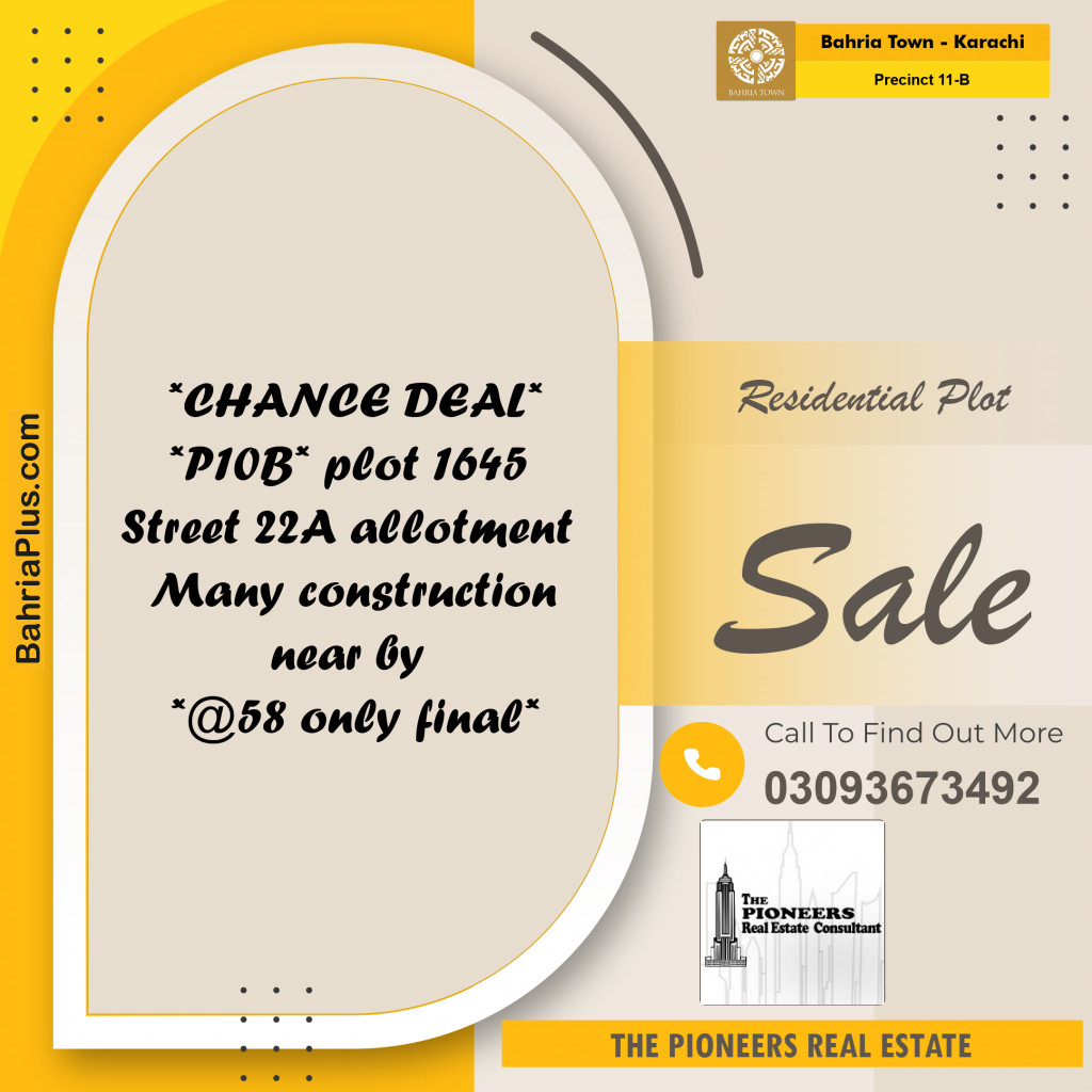 Residential Plot for Sale in Precinct 11-B -  Bahria Town, Karachi - (BP-168182)