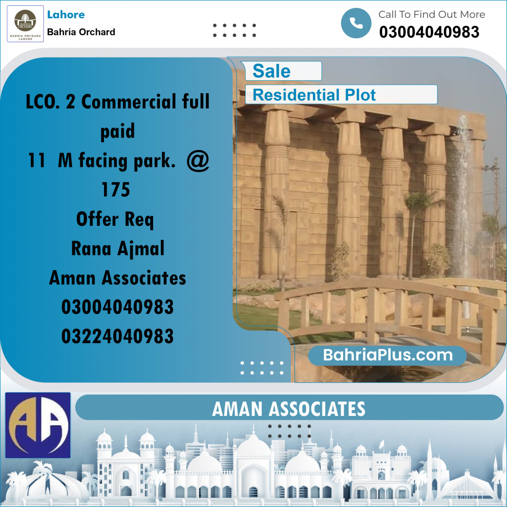 Residential Plot for Sale in Phase 2 - M Block -  Bahria Orchard, Lahore - (BP-168187)