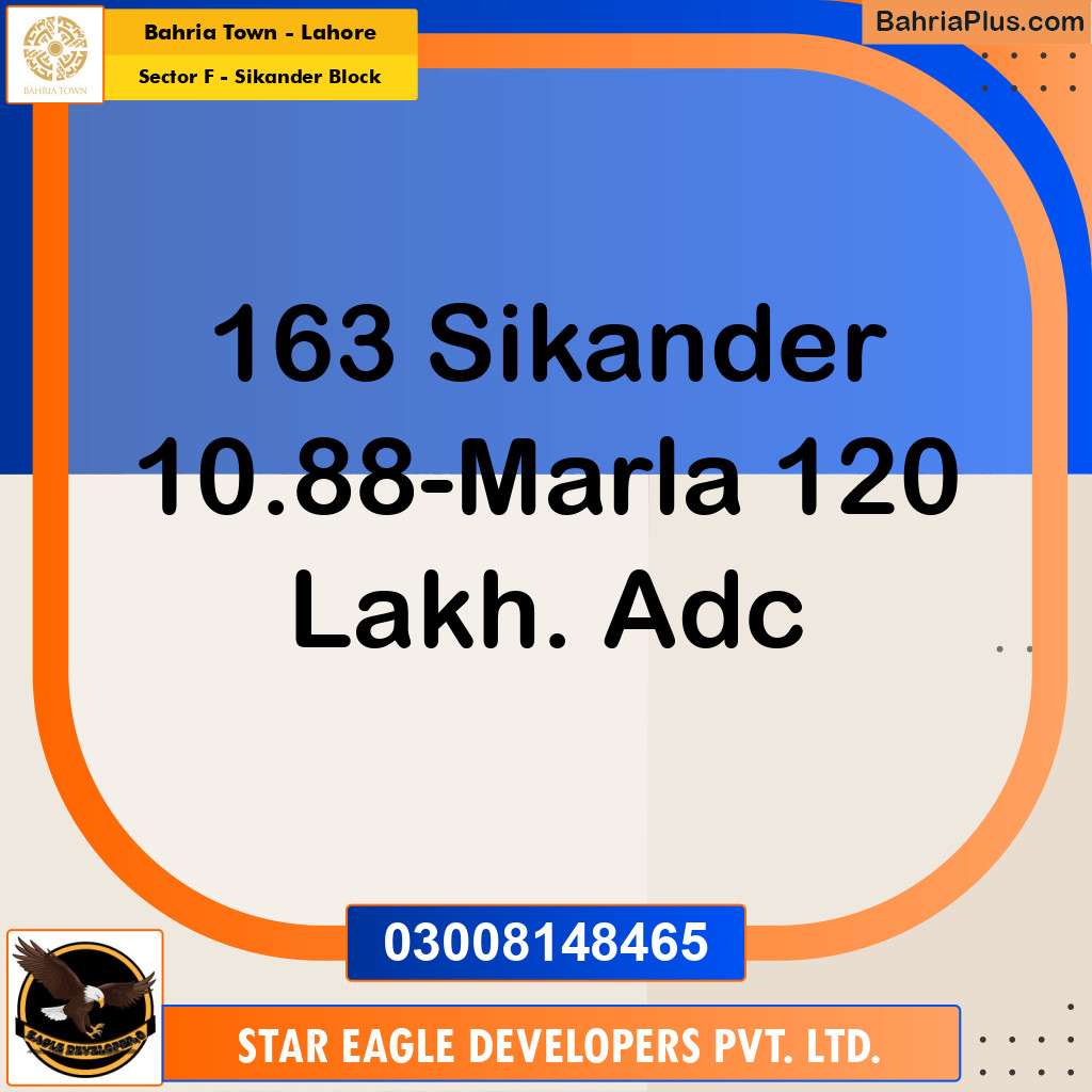 Residential Plot for Sale in Sector F - Sikander Block -  Bahria Town, Lahore - (BP-168217)