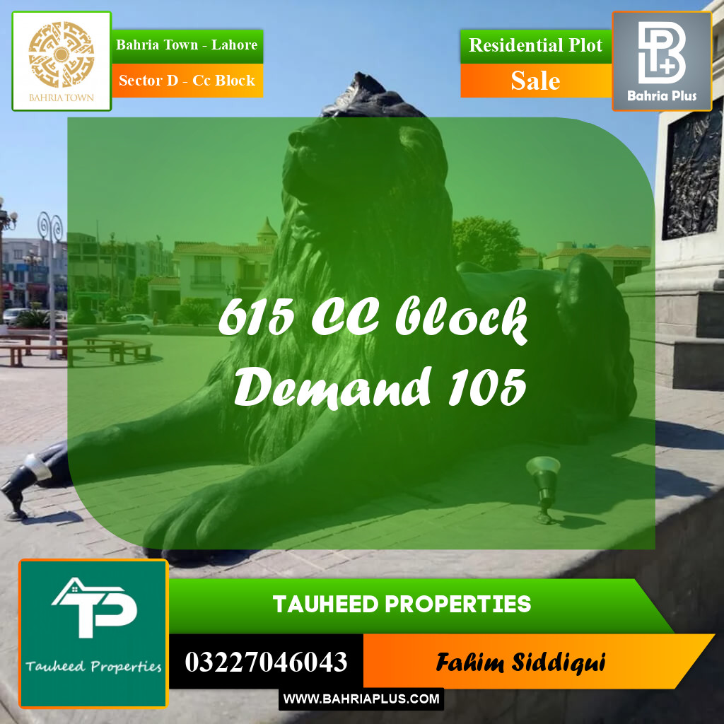 Residential Plot for Sale in Sector D - CC Block -  Bahria Town, Lahore - (BP-168270)