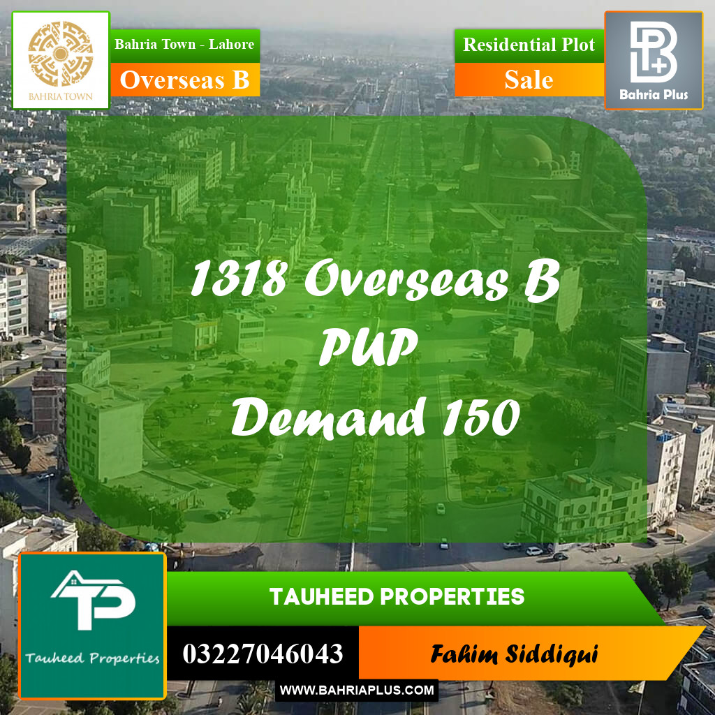 Residential Plot for Sale in Overseas B -  Bahria Town, Lahore - (BP-168278)