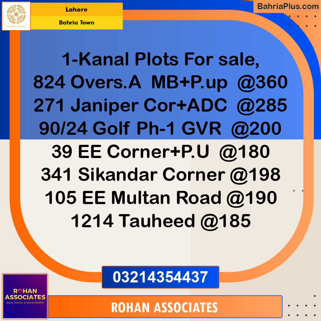 Residential Plot for Sale in Overseas A -  Bahria Town, Lahore - (BP-168292)