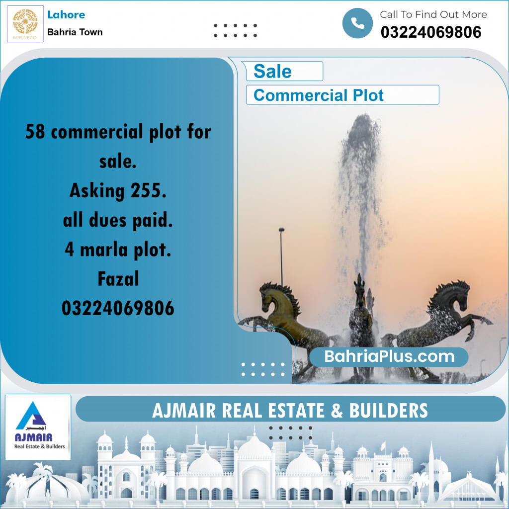 Commercial Plot for Sale in Bahria Town, Lahore - (BP-168310)