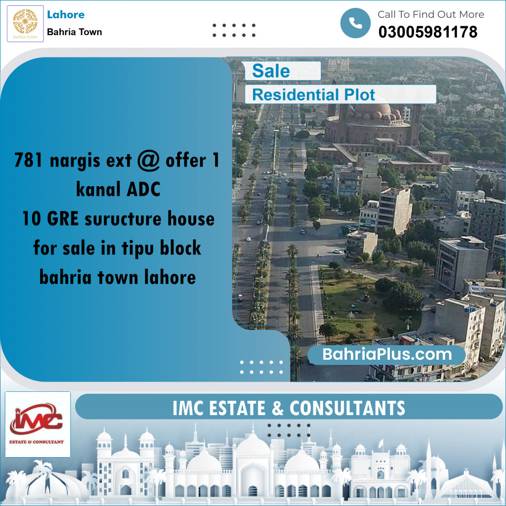 Residential Plot for Sale in Sector C - Nargis/Hussain Ext. -  Bahria Town, Lahore - (BP-168374)