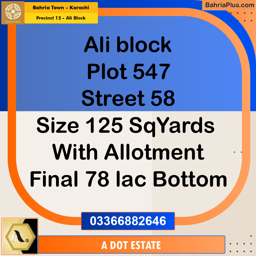 125 Sq. Yards Residential Plot for Sale in Precinct 12 - Ali Block -  Bahria Town, Karachi - (BP-168407)