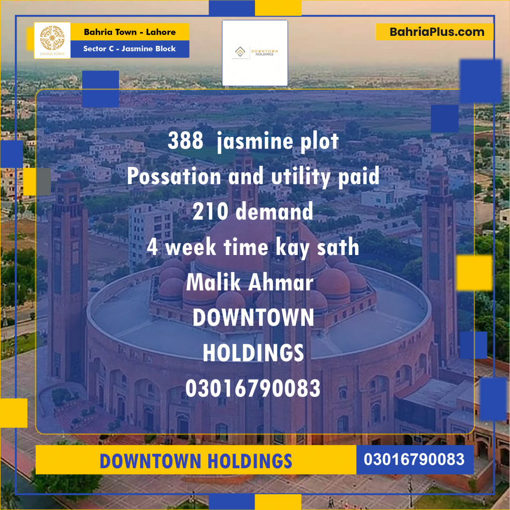 Residential Plot for Sale in Sector C - Jasmine Block -  Bahria Town, Lahore - (BP-168447)