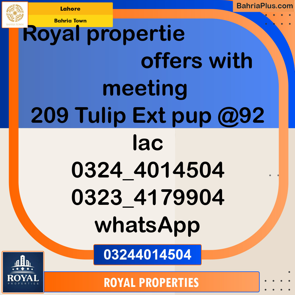 Residential Plot for Sale in Sector C - Tulip Ext. Block -  Bahria Town, Lahore - (BP-168458)