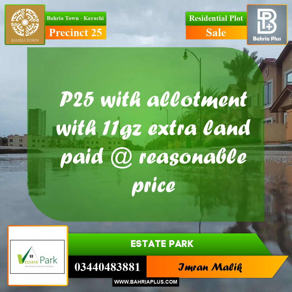 125 Sq. Yards Residential Plot for Sale in Precinct 25 -  Bahria Town, Karachi - (BP-168483)