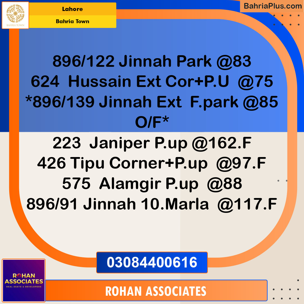 Residential Plot for Sale in Sector F - Tipu Sultan Block -  Bahria Town, Lahore - (BP-168518)