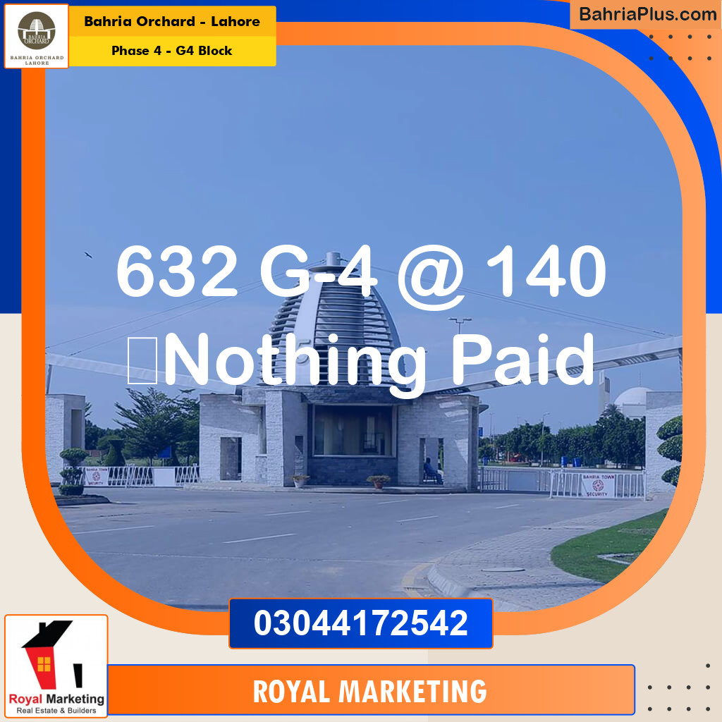 Residential Plot for Sale in Phase 4 - G4 Block -  Bahria Orchard, Lahore - (BP-168531)