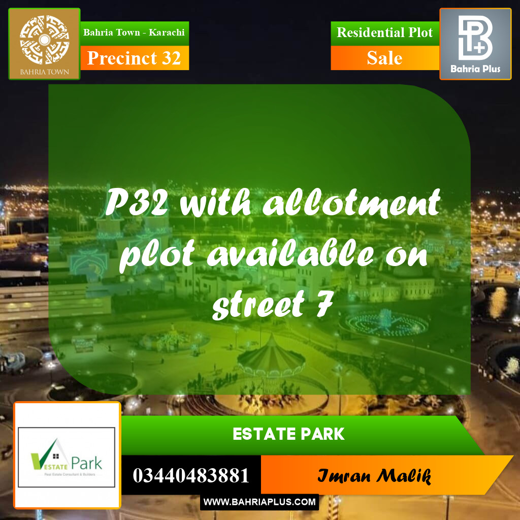 250 Sq. Yards Residential Plot for Sale in Precinct 32 -  Bahria Town, Karachi - (BP-168583)
