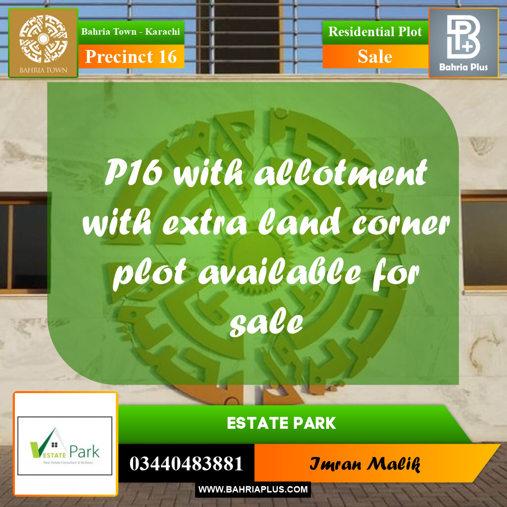 250 Sq. Yards Residential Plot for Sale in Precinct 16 -  Bahria Town, Karachi - (BP-168585)