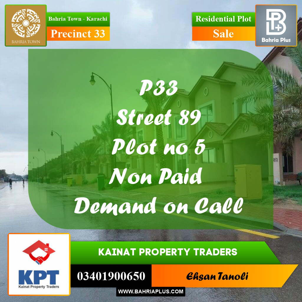 Residential Plot for Sale in Precinct 33 -  Bahria Town, Karachi - (BP-168596)