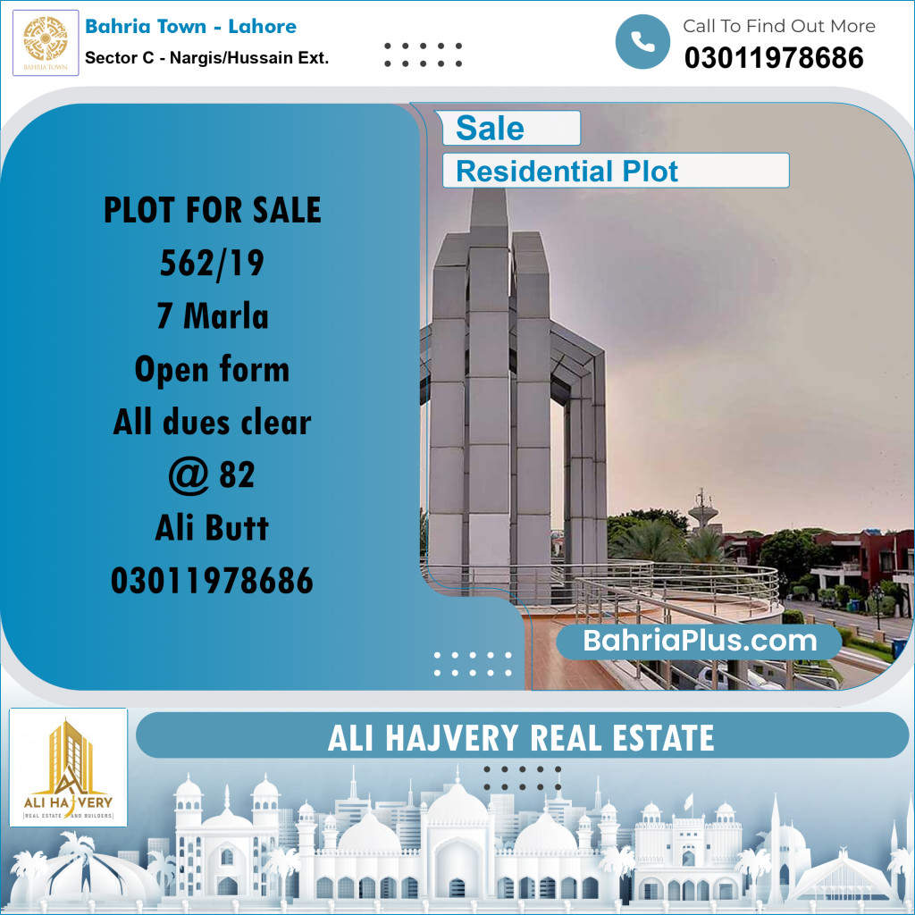 Residential Plot for Sale in Sector C - Nargis/Hussain Ext. -  Bahria Town, Lahore - (BP-168618)