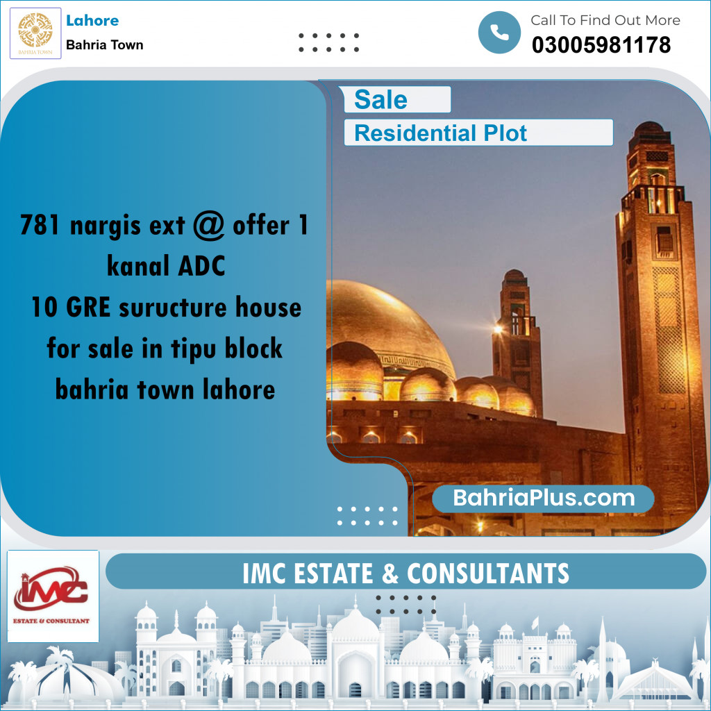 Residential Plot for Sale in Sector C - Nargis/Hussain Ext. -  Bahria Town, Lahore - (BP-168642)
